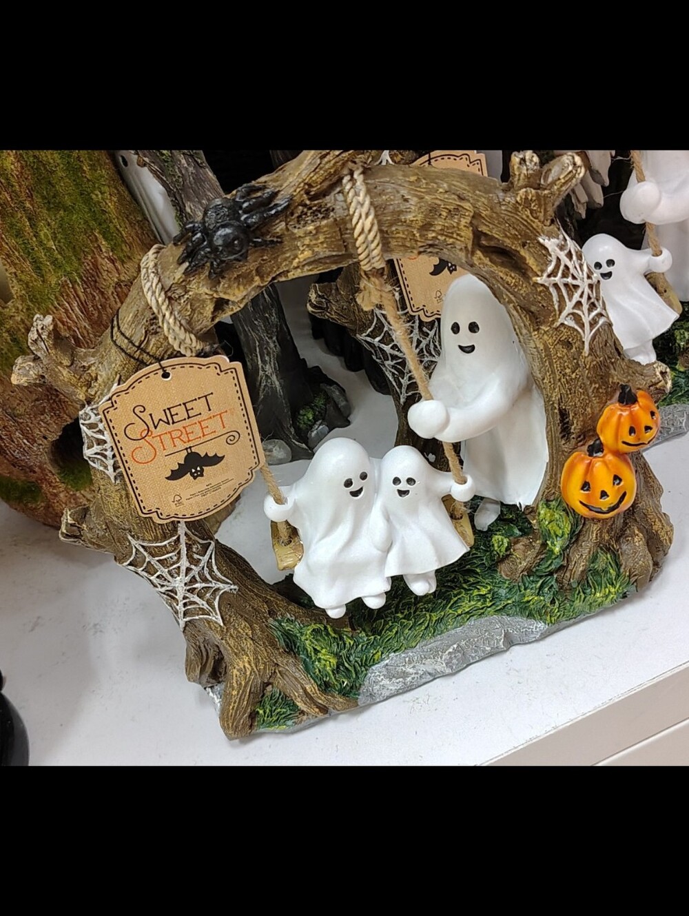 Sweet Treat I'mHalloween Ghost Family Swing Figurine - White & Orange